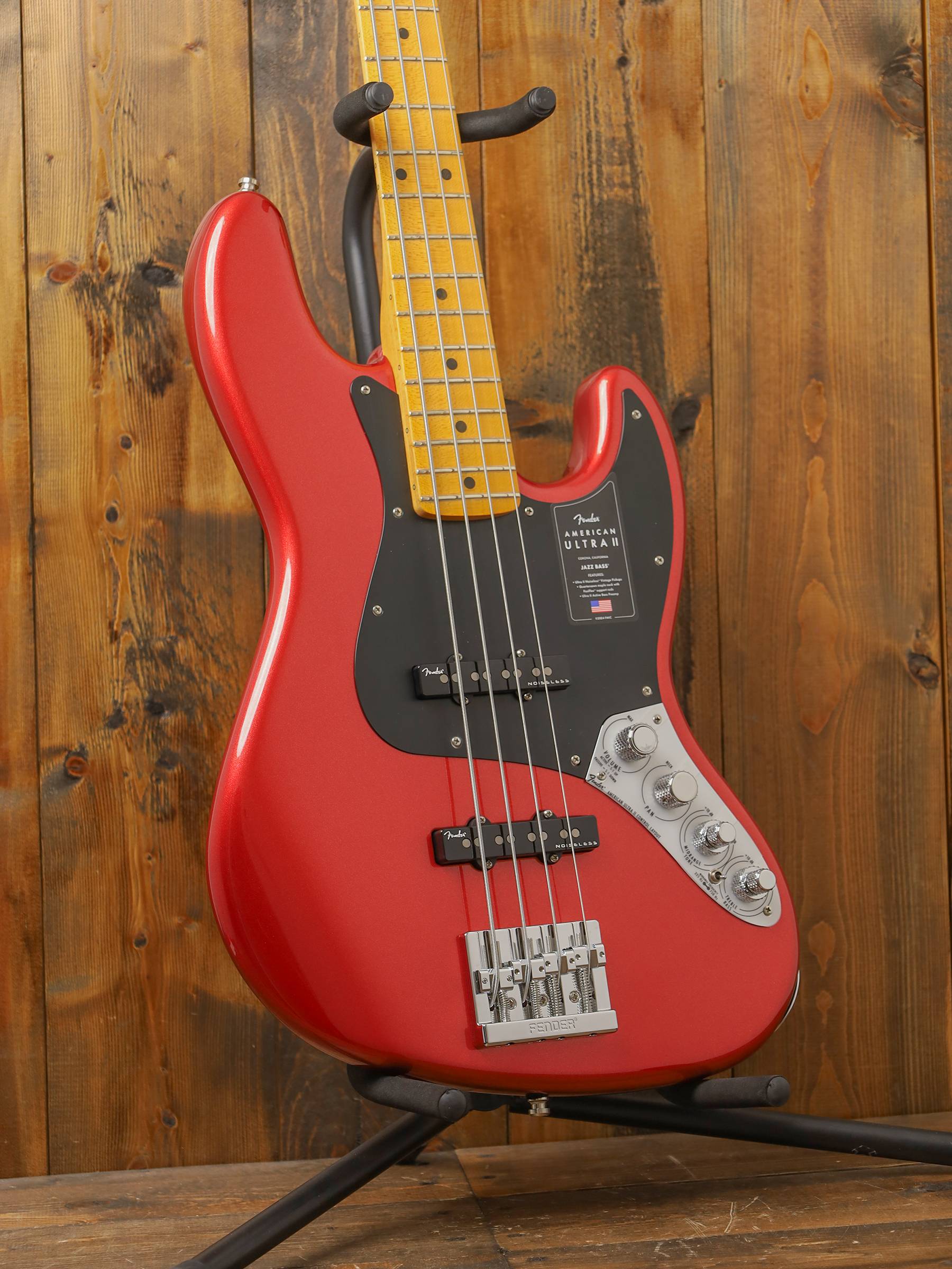 Fender American Ultra II Jazz Bass, Maple Fingerboard, Sinister Red