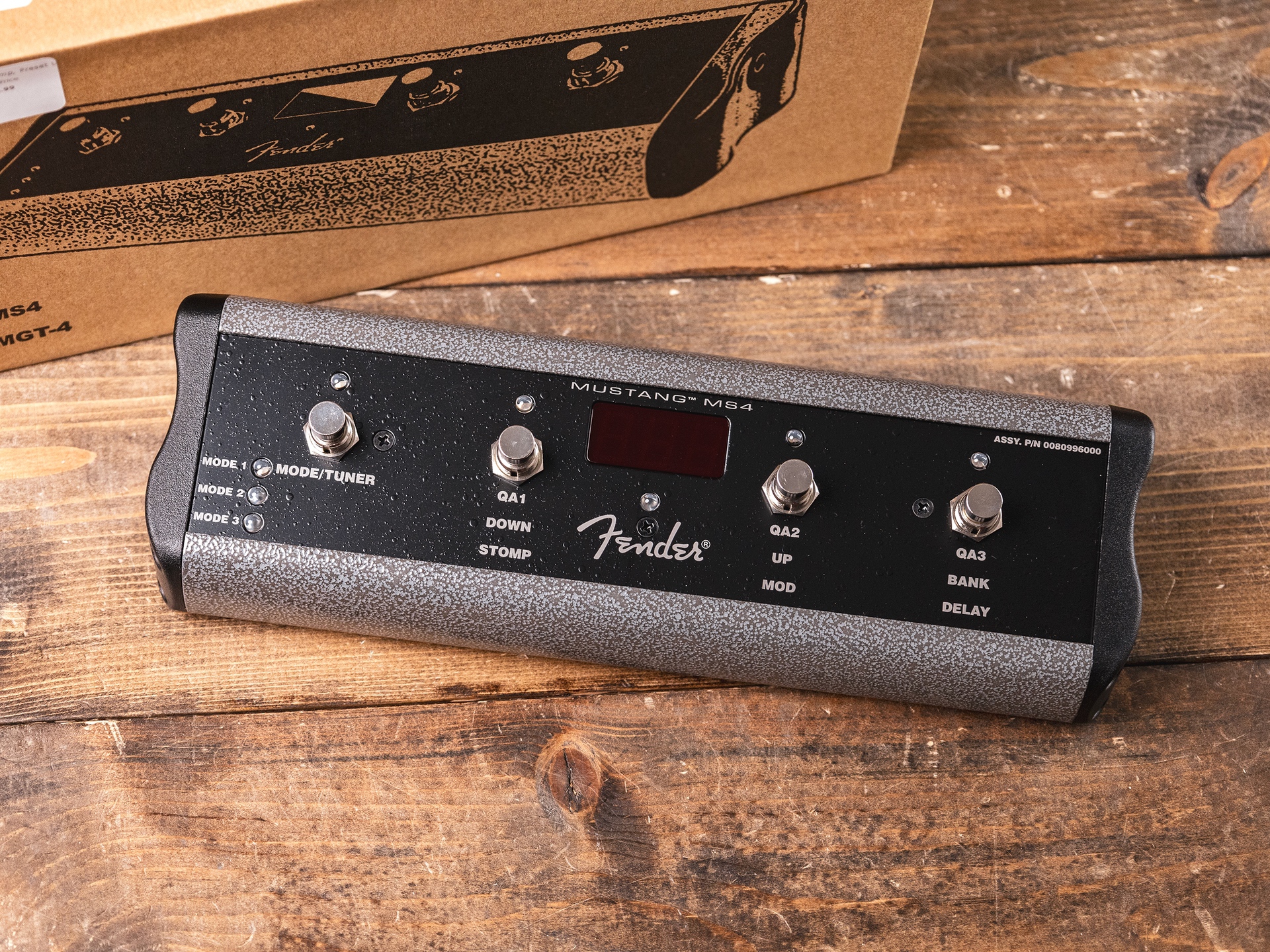 Fender 4-Button Footswitch for Mustang Amp, Preset Up Down, Quick Access, Effects On/Off, or Tap Tempo, with 1/4″ Jack